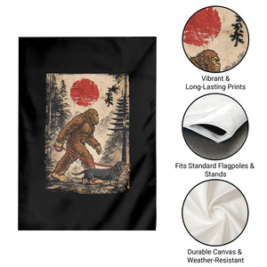 Bigfoot Dachshund Lovers Garden Flag Japanese Vintage Graphic Ukiyo-e Art Sasquatch Wiener Dog Gift TS10 Print Your Wear