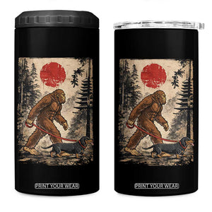 Bigfoot Dachshund Lovers 4 in 1 Can Cooler Tumbler Japanese Vintage Graphic Ukiyo-e Art Sasquatch Wiener Dog Gift TS10 One Size: 16 oz Black Print Your Wear