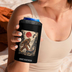 Bigfoot Dachshund Lovers 4 in 1 Can Cooler Tumbler Japanese Vintage Graphic Ukiyo-e Art Sasquatch Wiener Dog Gift TS10 Print Your Wear