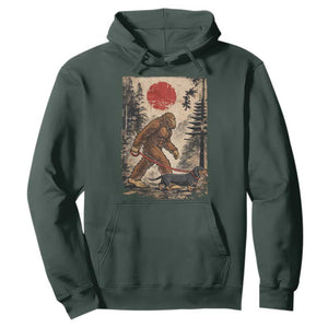 Bigfoot Dachshund Lovers Hoodie Japanese Vintage Graphic Ukiyo-e Art Sasquatch Wiener Dog Gift TS10 Dark Forest Green Print Your Wear