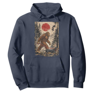 Bigfoot Dachshund Lovers Hoodie Japanese Vintage Graphic Ukiyo-e Art Sasquatch Wiener Dog Gift TS10 Navy Print Your Wear