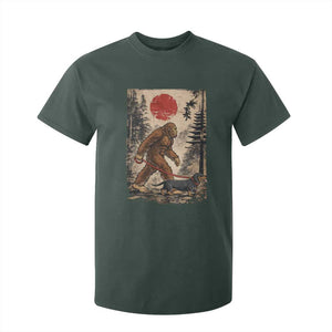 Bigfoot Dachshund Lovers T Shirt For Kid Japanese Vintage Graphic Ukiyo-e Art Sasquatch Wiener Dog Gift TS10 Dark Forest Green Print Your Wear