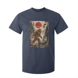 Bigfoot Dachshund Lovers T Shirt For Kid Japanese Vintage Graphic Ukiyo-e Art Sasquatch Wiener Dog Gift TS10 Navy Print Your Wear
