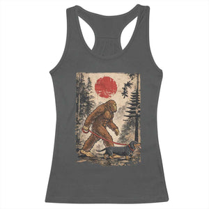 Bigfoot Dachshund Lovers Racerback Tank Top Japanese Vintage Graphic Ukiyo-e Art Sasquatch Wiener Dog Gift TS10 Dark Heather Print Your Wear