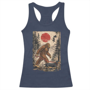 Bigfoot Dachshund Lovers Racerback Tank Top Japanese Vintage Graphic Ukiyo-e Art Sasquatch Wiener Dog Gift TS10 Navy Print Your Wear