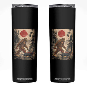 Bigfoot Dachshund Lovers Skinny Tumbler Japanese Vintage Graphic Ukiyo-e Art Sasquatch Wiener Dog Gift TS10 Black Print Your Wear