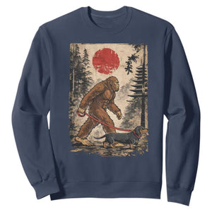 Bigfoot Dachshund Lovers Sweatshirt Japanese Vintage Graphic Ukiyo-e Art Sasquatch Wiener Dog Gift TS10 Navy Print Your Wear
