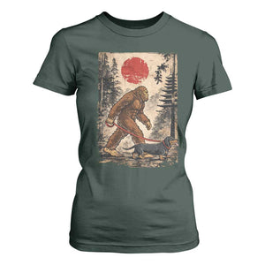 Bigfoot Dachshund Lovers T Shirt For Women Japanese Vintage Graphic Ukiyo-e Art Sasquatch Wiener Dog Gift TS10 Dark Forest Green Print Your Wear