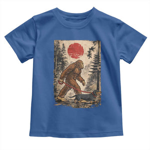 Bigfoot Dachshund Lovers Toddler T Shirt Japanese Vintage Graphic Ukiyo-e Art Sasquatch Wiener Dog Gift TS10 Royal Blue Print Your Wear