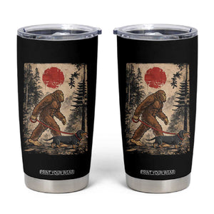 Bigfoot Dachshund Lovers Tumbler Cup Japanese Vintage Graphic Ukiyo-e Art Sasquatch Wiener Dog Gift TS10 Black Print Your Wear