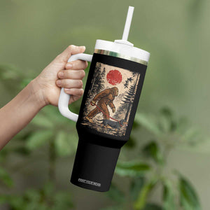 Bigfoot Dachshund Lovers Tumbler With Handle Japanese Vintage Graphic Ukiyo-e Art Sasquatch Wiener Dog Gift TS10 Print Your Wear