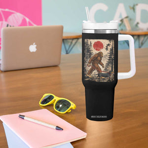 Bigfoot Dachshund Lovers Tumbler With Handle Japanese Vintage Graphic Ukiyo-e Art Sasquatch Wiener Dog Gift TS10 Print Your Wear