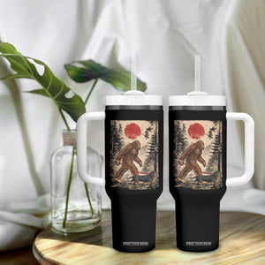 Bigfoot Dachshund Lovers Tumbler With Handle Japanese Vintage Graphic Ukiyo-e Art Sasquatch Wiener Dog Gift TS10 Print Your Wear