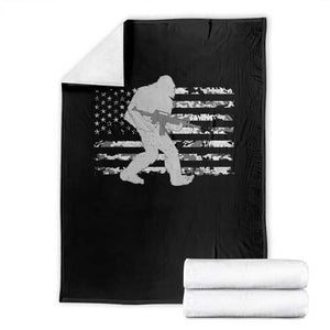 Bigfoot Gun Owner Throw Blanket Camo US American Flag Sasquatch Rifle TS10 Black Print Your Wear