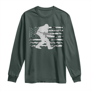 Bigfoot Gun Owner Long Sleeve Shirt Camo US American Flag Sasquatch Rifle TS10 Dark Forest Green Print Your Wear