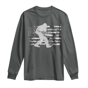 Bigfoot Gun Owner Long Sleeve Shirt Camo US American Flag Sasquatch Rifle TS10 Dark Heather Print Your Wear