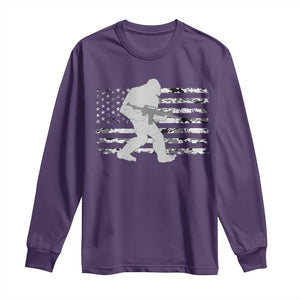 Bigfoot Gun Owner Long Sleeve Shirt Camo US American Flag Sasquatch Rifle TS10 Purple Print Your Wear