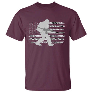 Bigfoot Gun Owner T Shirt Camo US American Flag Sasquatch Rifle TS10 Maroon Print Your Wear