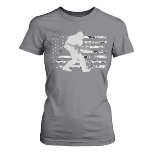 Bigfoot Gun Owner T Shirt For Women Camo US American Flag Sasquatch Rifle TS10 Charcoal Print Your Wear