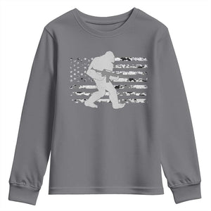Bigfoot Gun Owner Youth Sweatshirt Camo US American Flag Sasquatch Rifle TS10 Charcoal Print Your Wear