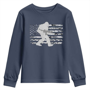 Bigfoot Gun Owner Youth Sweatshirt Camo US American Flag Sasquatch Rifle TS10 Navy Print Your Wear