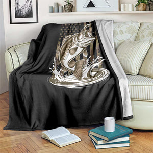 Fishing Camo Throw Blanket Bass Fish American Flag Boy Men Fisherman Gift TS10 Print Your Wear