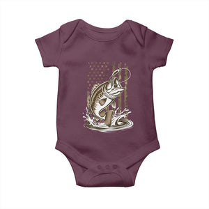 Fishing Camo Baby Onesie Bass Fish American Flag Boy Men Fisherman Gift TS10 Maroon Print Your Wear