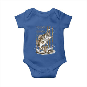 Fishing Camo Baby Onesie Bass Fish American Flag Boy Men Fisherman Gift TS10 Royal Blue Print Your Wear