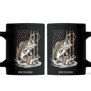 Fishing Camo Coffee Mug Bass Fish American Flag Boy Men Fisherman Gift TS10 Black Print Your Wear