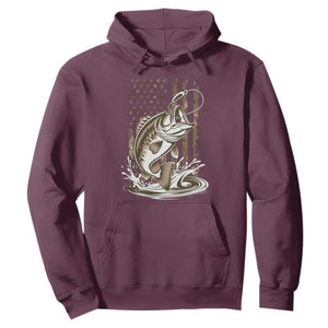 Fishing Camo Hoodie Bass Fish American Flag Boy Men Fisherman Gift TS10 Maroon Print Your Wear