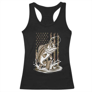 Fishing Camo Racerback Tank Top Bass Fish American Flag Boy Men Fisherman Gift TS10 Black Print Your Wear