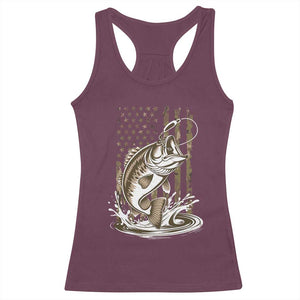 Fishing Camo Racerback Tank Top Bass Fish American Flag Boy Men Fisherman Gift TS10 Maroon Print Your Wear
