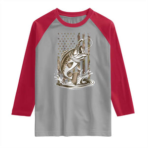 Fishing Camo Raglan Shirt Bass Fish American Flag Boy Men Fisherman Gift TS10 Sport Gray Red Print Your Wear