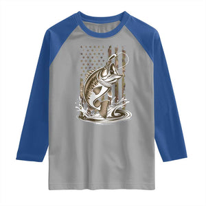 Fishing Camo Raglan Shirt Bass Fish American Flag Boy Men Fisherman Gift TS10 Sport Gray Royal Print Your Wear
