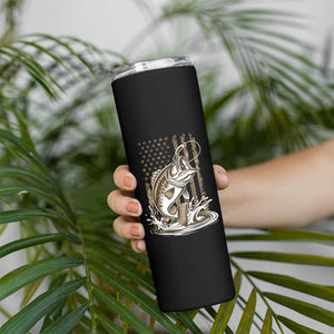 Fishing Camo Skinny Tumbler Bass Fish American Flag Boy Men Fisherman Gift TS10 Print Your Wear