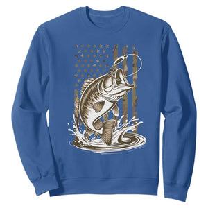 Fishing Camo Sweatshirt Bass Fish American Flag Boy Men Fisherman Gift TS10 Royal Blue Print Your Wear