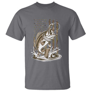 Fishing Camo T Shirt - Bass Fish American Flag Boy Men Fisherman Gift Patriotic Tee TS10 Charcoal Print Your Wear