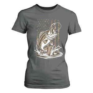 Fishing Camo T Shirt For Women Bass Fish American Flag Boy Men Fisherman Gift TS10 Dark Heather Print Your Wear