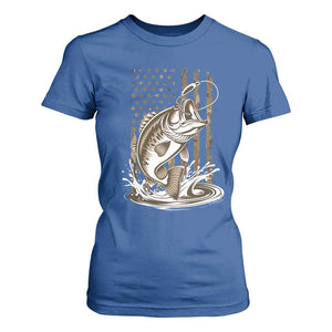 Fishing Camo T Shirt For Women Bass Fish American Flag Boy Men Fisherman Gift TS10 Royal Blue Print Your Wear