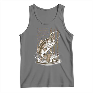 Fishing Camo Tank Top Bass Fish American Flag Boy Men Fisherman Gift TS10 Black Heather Print Your Wear