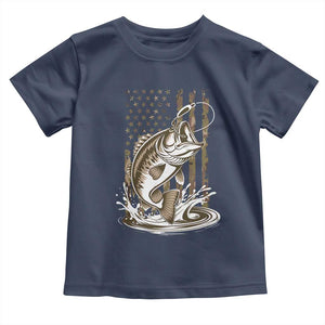 Fishing Camo Toddler T Shirt Bass Fish American Flag Boy Men Fisherman Gift TS10 Navy Print Your Wear