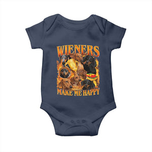 Funny Wiener Dog Baby Onesie Vintage Bootleg Gift For Dachshund Lover TS10 Navy Print Your Wear