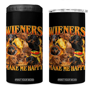 Funny Wiener Dog 4 in 1 Can Cooler Tumbler Vintage Bootleg Gift For Dachshund Lover TS10 One Size: 16 oz Black Print Your Wear