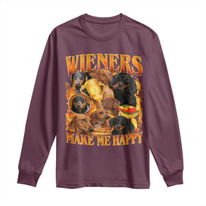 Funny Wiener Dog Long Sleeve Shirt Vintage Bootleg Gift For Dachshund Lover TS10 Maroon Print Your Wear