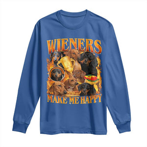 Funny Wiener Dog Long Sleeve Shirt Vintage Bootleg Gift For Dachshund Lover TS10 Royal Blue Print Your Wear