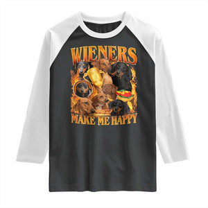 Funny Wiener Dog Raglan Shirt Vintage Bootleg Gift For Dachshund Lover TS10 Black White Print Your Wear