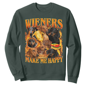 Funny Wiener Dog Sweatshirt Vintage Bootleg Gift For Dachshund Lover TS10 Dark Forest Green Print Your Wear