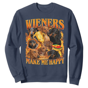 Funny Wiener Dog Sweatshirt Vintage Bootleg Gift For Dachshund Lover TS10 Navy Print Your Wear