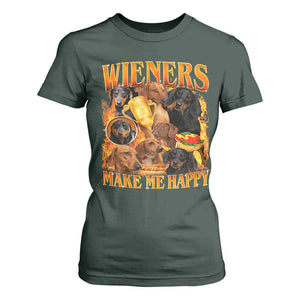 Funny Wiener Dog T Shirt For Women Vintage Bootleg Gift For Dachshund Lover TS10 Dark Forest Green Print Your Wear