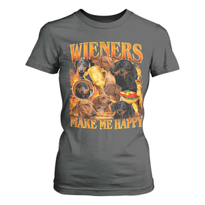 Funny Wiener Dog T Shirt For Women Vintage Bootleg Gift For Dachshund Lover TS10 Dark Heather Print Your Wear